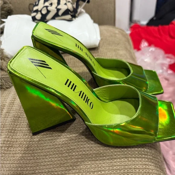 The Attico Vibrant Green Wedge Mules - Picture 5 of 5